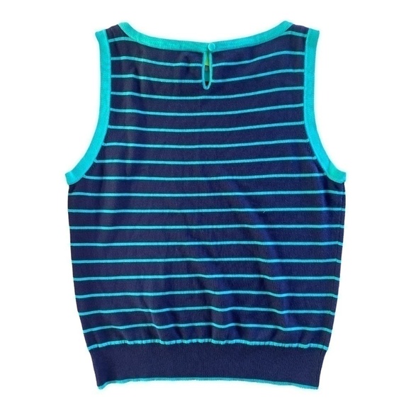 NWT C WONDER Aqua and blue crew neck sleeveless knit top. Size L - Picture 2 of 8